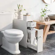Giantex Slim Bathroom Cabinets Storage Toilet Caddy Tissue Box w/Drawers Toilet Paper Holder White
