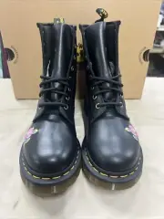 NEW Dr. Martens 1460 Vonda Women's Size 7 Pink Rose Embroidered Leather Boots