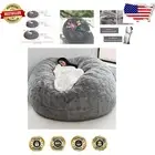 Luxurious 6FT Light Grey Faux Fur Bean Bag Cover - Perfect for Lounging & Gaming