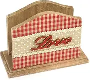 H&H Red Heart Wooden Napkin Holder, Wood, red, 12 x 9 x 16 cm