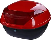 LPUADFR Universal Motorcycle Tail Bag Trunk Top Luggage Case Plastic Storage Case W/Soft Backrest, Lock, Handle, Lockable Carrier, for Helmet Storage,Red