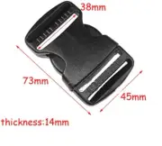 38mm Black Plastic Side Quick Release Buckle Clip – Cord Strap Backpack Bag Safe