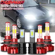 For Toyota Corolla 2001-2004 6000K LED Headlight Fog Light Bulbs Combo Kit White (for: Toyota)