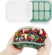 haakaa Silicone Freezer Tray,Ice Cube Trays with Lid,Perfect for Baby Food and Breast Milk Freezer, Vegetable & Fruit Purees,8 x 1.4 oz, Pea Green
