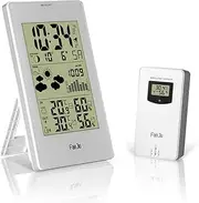Indoor Outdoor Thermometer Hygrometer Barometer Wireless Weather Station Alarm Clock Weather Forecaster Station Wireless Indoor & Outdoor Temperature & Humidity Meter Digital Backlight LCD