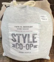 Style CO-OP Twin/Twin XL Gray Jersey Bedskirt 36” Drop Tiered Ruffled