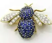 2 Ct Round Cut Lab Created Sapphire Honey Bee Brooch Pin 14k Yellow Gold Plated