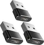 3 x USB 3.1 Type-C Female to USB Male Adapter Suitable for Samsung Galaxy S24 S24+ Ultra 5G S23 S23+ S22 S22+ S21 S21+ FE Z Fold Flip USB-C to USB-A Converter Type C Power Supply Charger Black