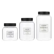 Storage Container Glass Pantry Essentials Canister Wood Lids Assorted Size 2 PK