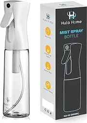 Hula Home Continuous Spray Bottle for Hair (10.1oz/300ml) Mist Empty Ultra Fine Plastic Water Sprayer – For Hairstyling, Cleaning, Salons, Plants, Essential Oil Scents & More - White