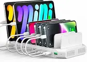 Alxum 60W QC Charging Station for Multiple Devices, 10 Ports Multi USB Charger Station with Fast Charge Suitable for Home, Office and Publics