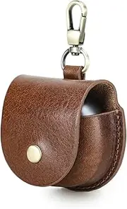 CONTACT'S FAMILY Huawei FreeClip Case, Tanned Leather Case, Shockproof Case, Compatible with Huawei FreeClip with Key Hook (Brown)