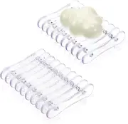 2 Pieces Plastic Bar Soap Holder Soap Tray Soap Saver Bar Dish Self Draining Soa