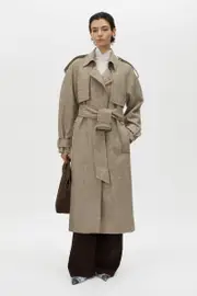 Palazzo Wool Trench Coat in Mottle Brown - CAMILLA AND MARC® C&M