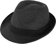 [Simplicity] Unisex Summer Cool Woven Straw Fedora Hat & Stylish Hat Band