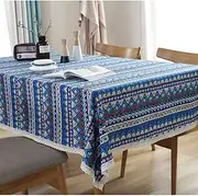 Bringsine Washable Cotton Linen Lace Bohemian Style Geometric Design Square Tablecloth Dinner Picnic Table Cloth Home Decoration Assorted Size（Square, 24 x 24 Inch）