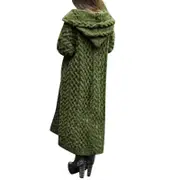 Women's Casual Knitted Long Outerwear With Hood - Thick Long Cardigan Sweater Coffee S-m