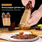 2 Pcs Wood Salt and Pepper Grinder Set with Adjustable Ceramic Grinding PaRrf