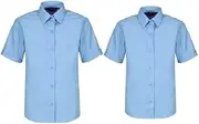 [MOLLY MALOU] Set of 2 Boys Children Kids School Shirt Back to School Uniform Short Sleeves Shirts in White and Blue Colors 2-18 Years