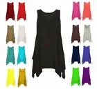 Women Hanky Hem Gathered Top Ladies Plus Size Flared Swing Tunic Vest Top 8-26