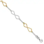 7.5 Inch Sterling Silver Polished Flash Gold Infinity Symbol Bracelet