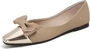 [ETORYOOX] Women'S Patent Leather Square Toe Ballet Flats,Cute Bow-Knot Colorblock Comfortable Slip-On Soft Sole Walking Shoes,for Casual Party Driving Shoes