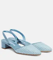 [Manolo Blahnik] Manolo Blahnik Raffro raffia slingback pumps AU 9 blue