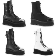 Pleaser Demonia Lace-Up Ankle Boot Back Metal Zipper Adult Women Boots Grad1X