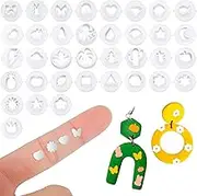 Set of 36 Polymer Clay Cutters for Earring Mini Clay Cutters for Polymer Clay Jewelry Small Clay Cutters Plastic Clay Molds Pottery Tools for Jewelry Making (Cute Style)