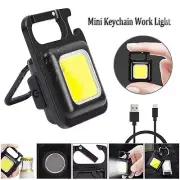 Mini COB LED Key Ring Flashlight Work Light Pocket Rechargeable Torch Camping AU