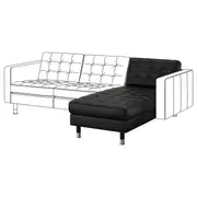 LANDSKRONA chaise longue, add-on unit, Grann/Bomstad black/metal