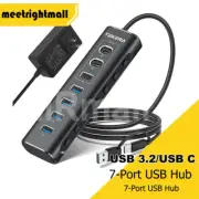 7-Port USB 3.2/USB C Hub 10Gbps USB-A 3.2,2xUSB-C 3.2,4xUSB 3.0 Port 12V Power