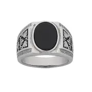 Men's Sterling Silver Black Stone Ring
