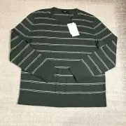 New Theory Sweater Mens Extra Large Pullover Stripe Wool Riland Harman Green