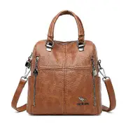 Hot Leather Luxury Handbags Women Bags Designer Multifunction Shoulder Bags For Women 2022 Travel Back Pack Mochila Feminina Sac Brown