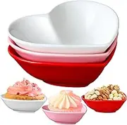Tioncy 3 Pcs Heart Shaped Ceramic Bowls Valentine's Day Salad Bowls 5 Inch Love Heart Appetizer Plates, Dessert Bowls Snack Bowls Gifts for Valentine's Day Party Wedding Birthday Party Red Pink White