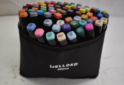 Wellokb 80 Piece Markers Alcohol Markers Dual Brush Tip Permanent Art Markers