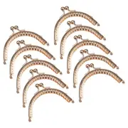 10pcs Metal Purse Frames 3.35" Kiss Lock Clasp Frame Arch Embossed Clutch Gold