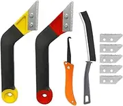 Grout Scraping Rake - 10X Grout Removal Tool Set | Portable Grouting Saw | Grout Removal Tweezers | Grouting Accessories, 5 Pack Extra Replacement Cutter, Heavy-Duty Scraper for Cleaning Ceramic