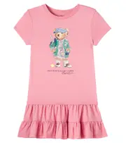 [Polo Ralph Lauren Kids] Polo Ralph Lauren Kids Polo Bear ruched cotton dress Y 1,5-2 pink