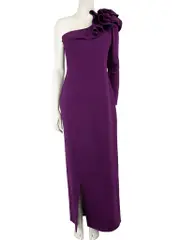 Purple Silk Cady One Shoulder Dress