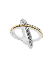 Lagos 18K Gold and Sterling Silver Enso X Ring