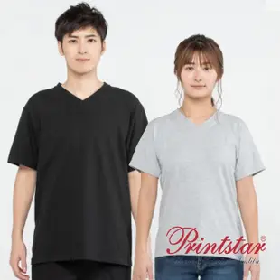【日本 PRINTSTAR】純棉 5.6oz V領重磅T恤-男女同款(麻灰)