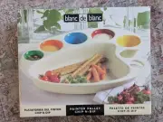 Artist Painters Palette Ceramic Serving Tray Chip Dip Servin Dish Blanc De Blanc