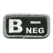 VELCRO® BRAND Fastener Morale Patch Blood Type B- Neg BLK WHT 1x2"