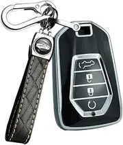ontto TPU Car Key fob Cover Fit for Isuzu New MU-X X Series DMAX D-Max X-Terrain Pickup 2020 2021 2022 2023 Key Case Shell Holder Bag Keychain Keyring Protector Accessories 4 Buttons Black