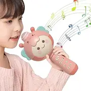 Microphone for Singing Children, Wireless Microphone for Children - Portable Cartoon Speaker Microphone - Voice Change Music Toy with Colourful Lights for All Smartphones