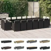 Outdoor Dining Set with Cushions Dining Table 17 Piece Poly Rattan vidaXL
