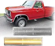 USR 80-86 F-Series Side Marker Light – Front Parking Lamps (Left + Right) Pair - Compatible with 1980-1986 Ford F150 / F250 / F350 PickUp Truck and Bronco SUV (CLEAR LENS w/AMBER LED)
