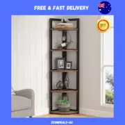 Rustic 5-Tier Wood & Steel Corner Shelf Unit | Industrial Storage Bookcase 141cm